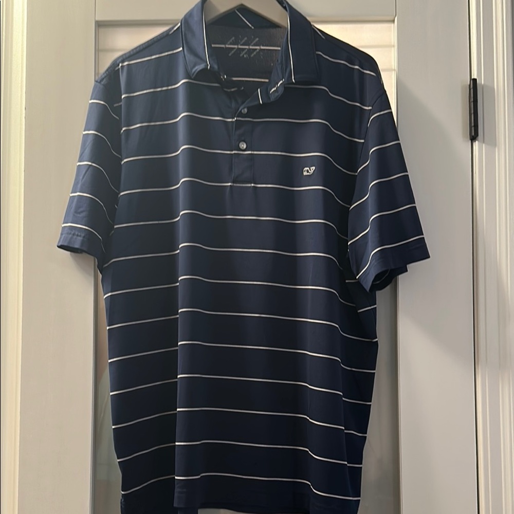 Vineyard Vines Blue and White Striped Polo Shirt